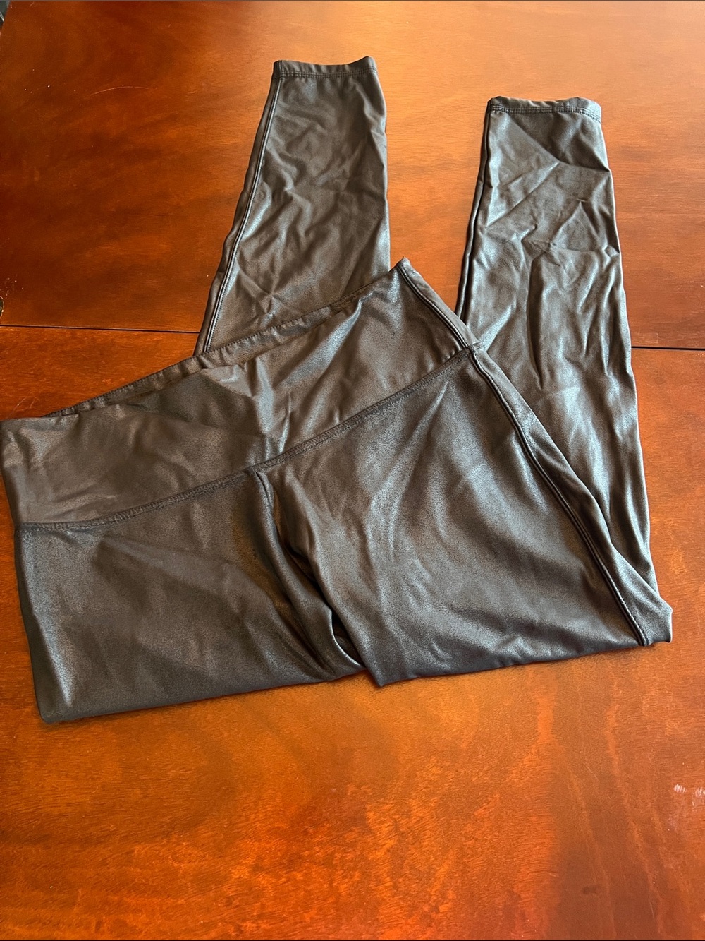 Time and Tru Black Stretch Faux-Leather Leggings